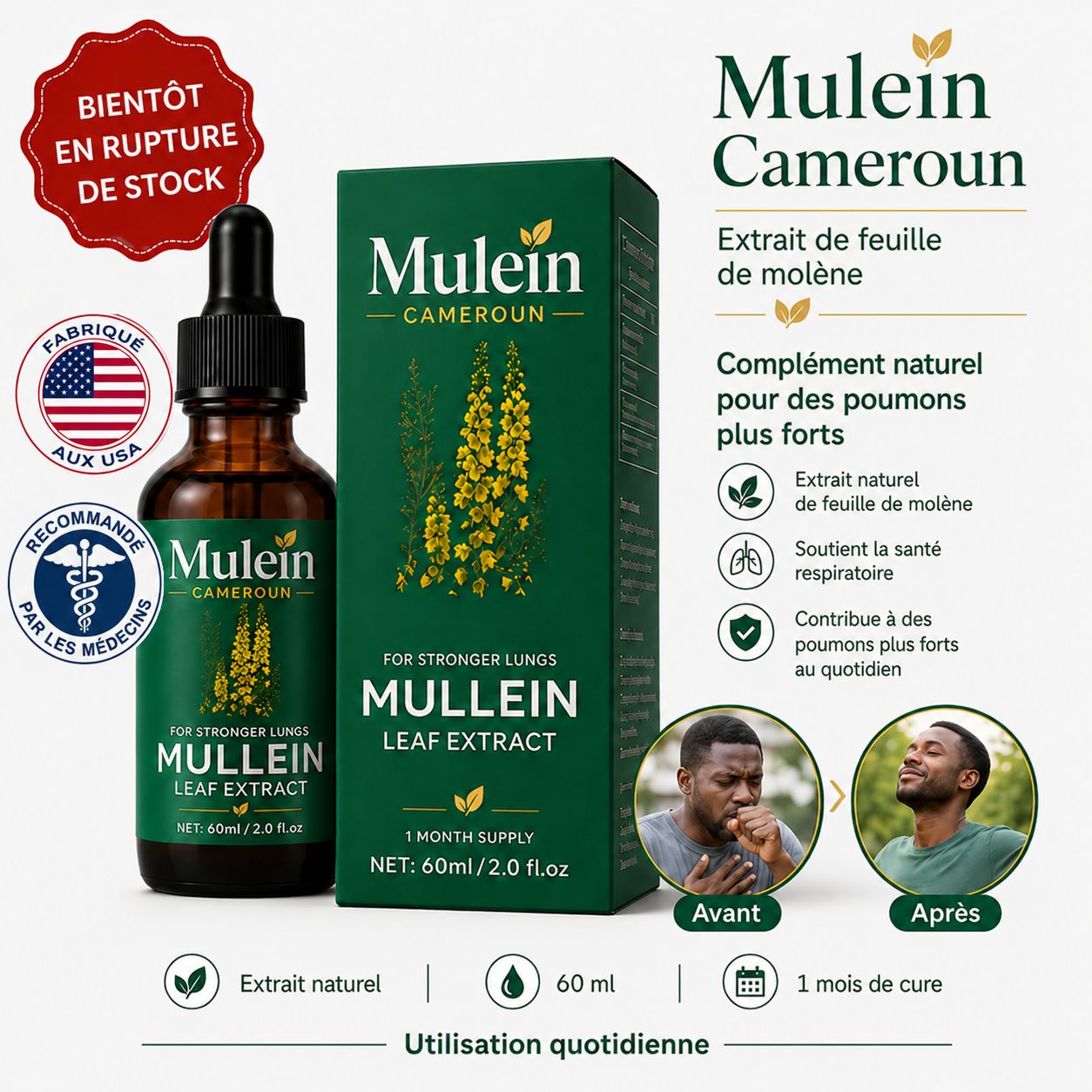 Mullein Leaf Extract - Complément Alimentaire pour Poumons Plus Forts